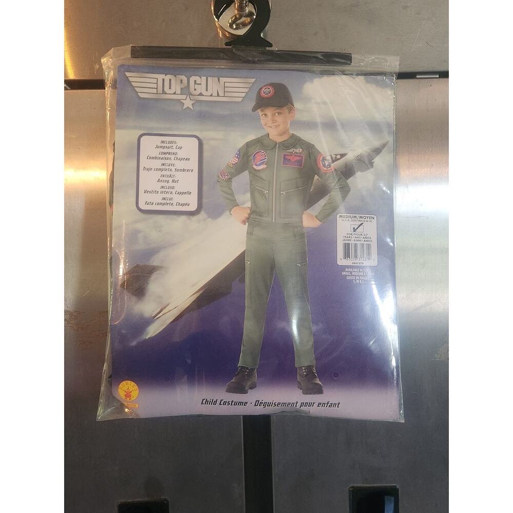 Top Gun Child Costume Medium 5-7 Rubies Maverick Jumpsuit Hat Halloween Boys - Picture 1 of 5